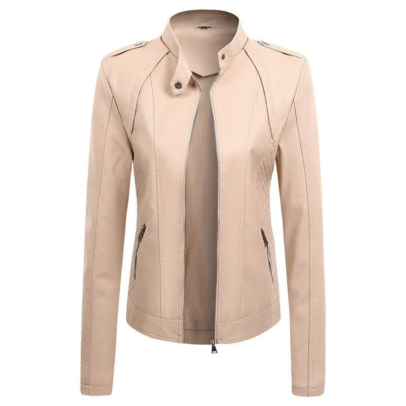 Women's Leather Coat New Slim Lapel Fashion