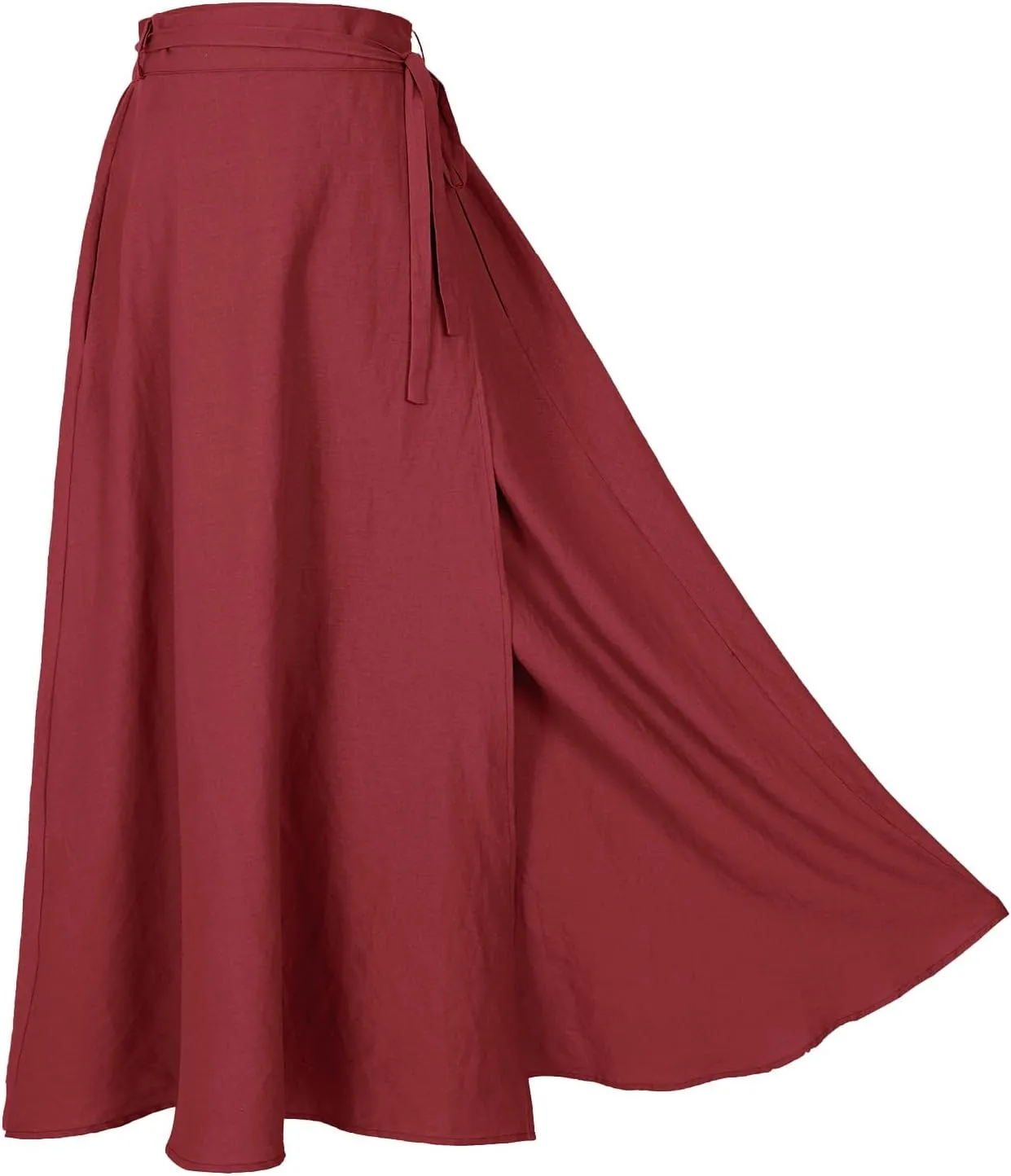 Womens Linen Skirt Elastic Waist A-Line Maxi Skirt with Pockets