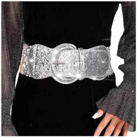 Yalice Sparkle Elastic Waist Belt for Women Stretchy Wide Dress Belts Bling Ladies Waistband with Sequins