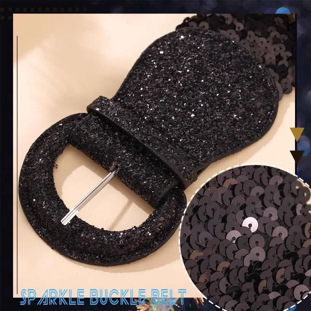Yalice Sparkle Elastic Waist Belt for Women Stretchy Wide Dress Belts Bling Ladies Waistband with Sequins