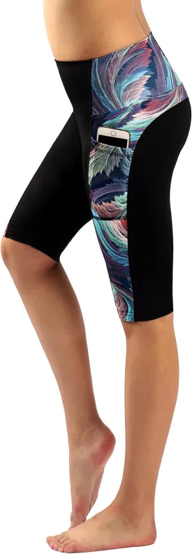 Zinmore Women's Knee Length Tights Yoga Shorts Workout Pants Running Leggings with Pockets